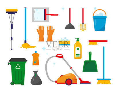 清潔工具、設備及附件插畫素材
